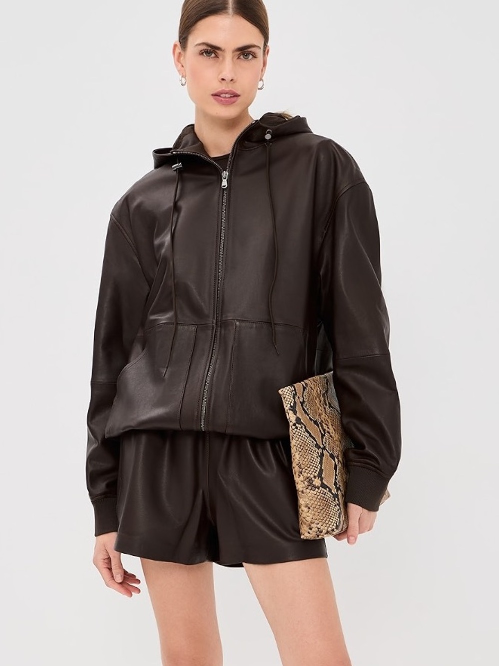 Tibi leather pull on shorts retail $795